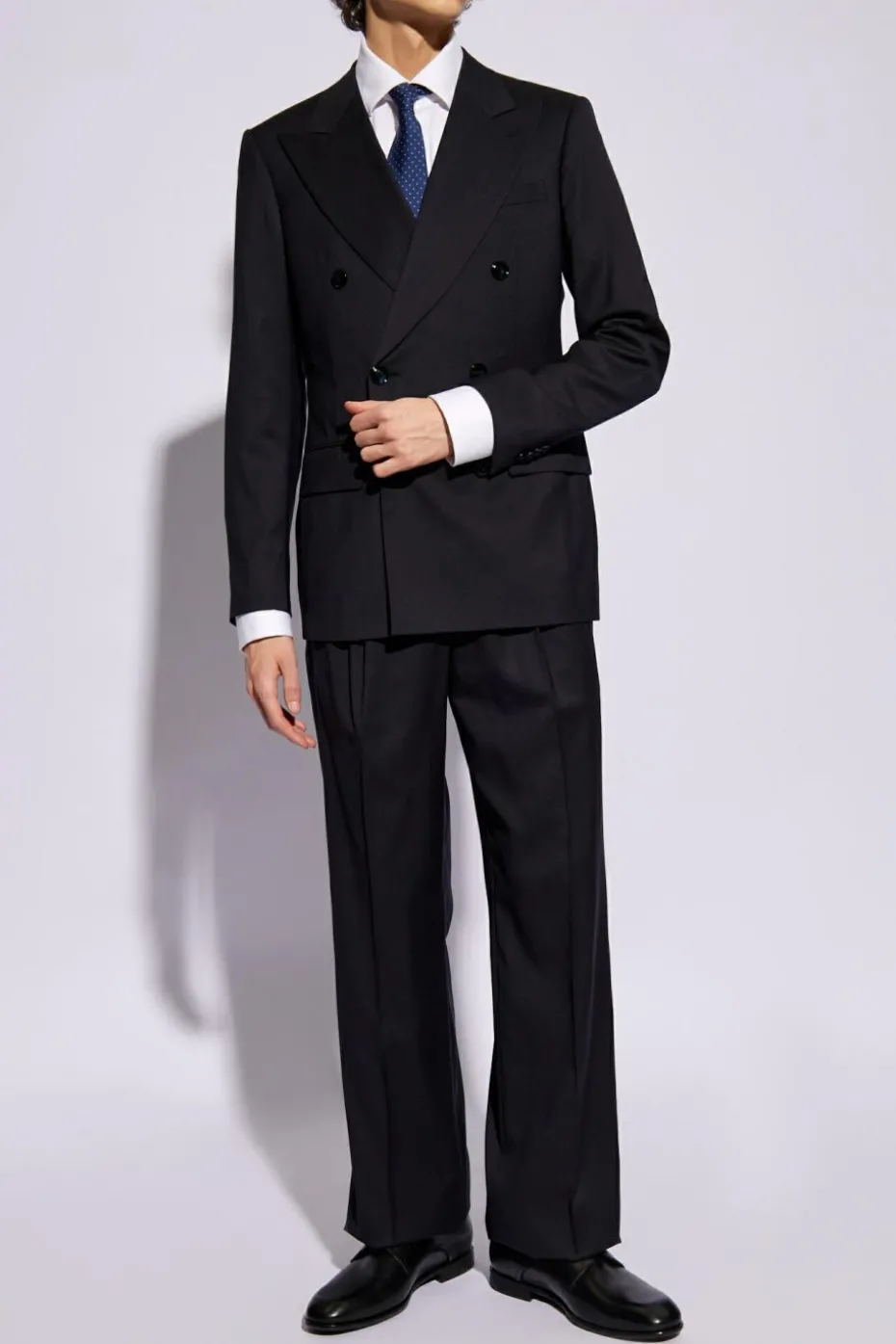 Giorgio Armani CZARNY Wełniany garnitur