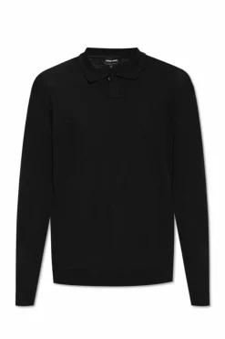 Giorgio Armani CZARNY Wełniane polo