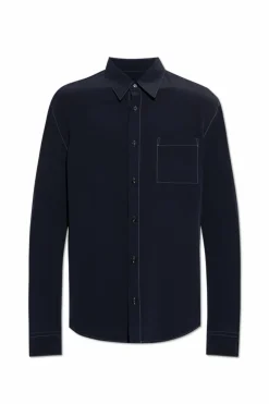 Giorgio Armani GRANATOWY Jedwabna koszula
