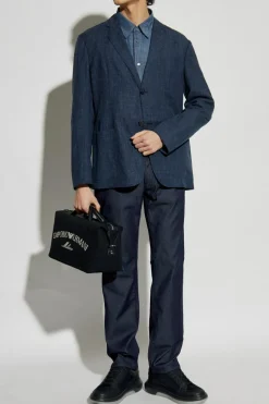 Giorgio Armani GRANATOWY Spodnie z lekko zwężanymi nogawkami