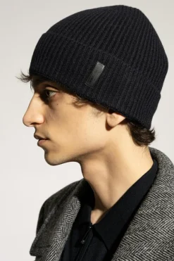 Giorgio Armani GRANATOWY Kaszmirowa czapka