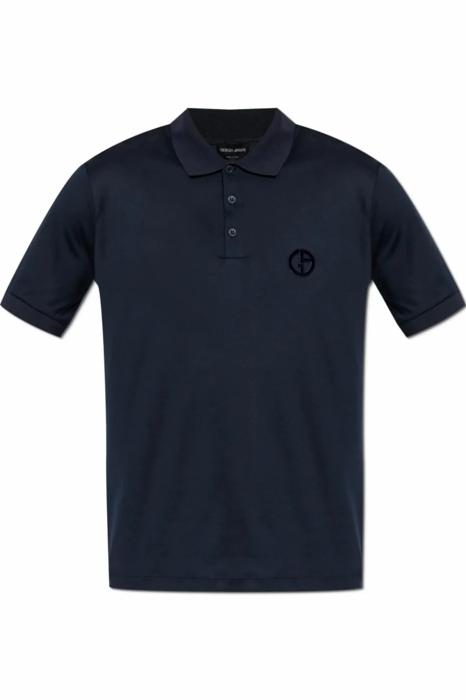 Giorgio Armani GRANATOWY Polo z logo o aksamitnym wykończeniu