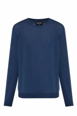 Giorgio Armani GRANATOWY Sweter z okrągłym dekoltem