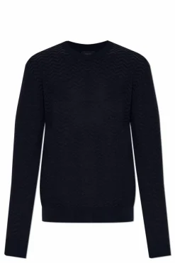 Giorgio Armani GRANATOWY Sweter z wzorem