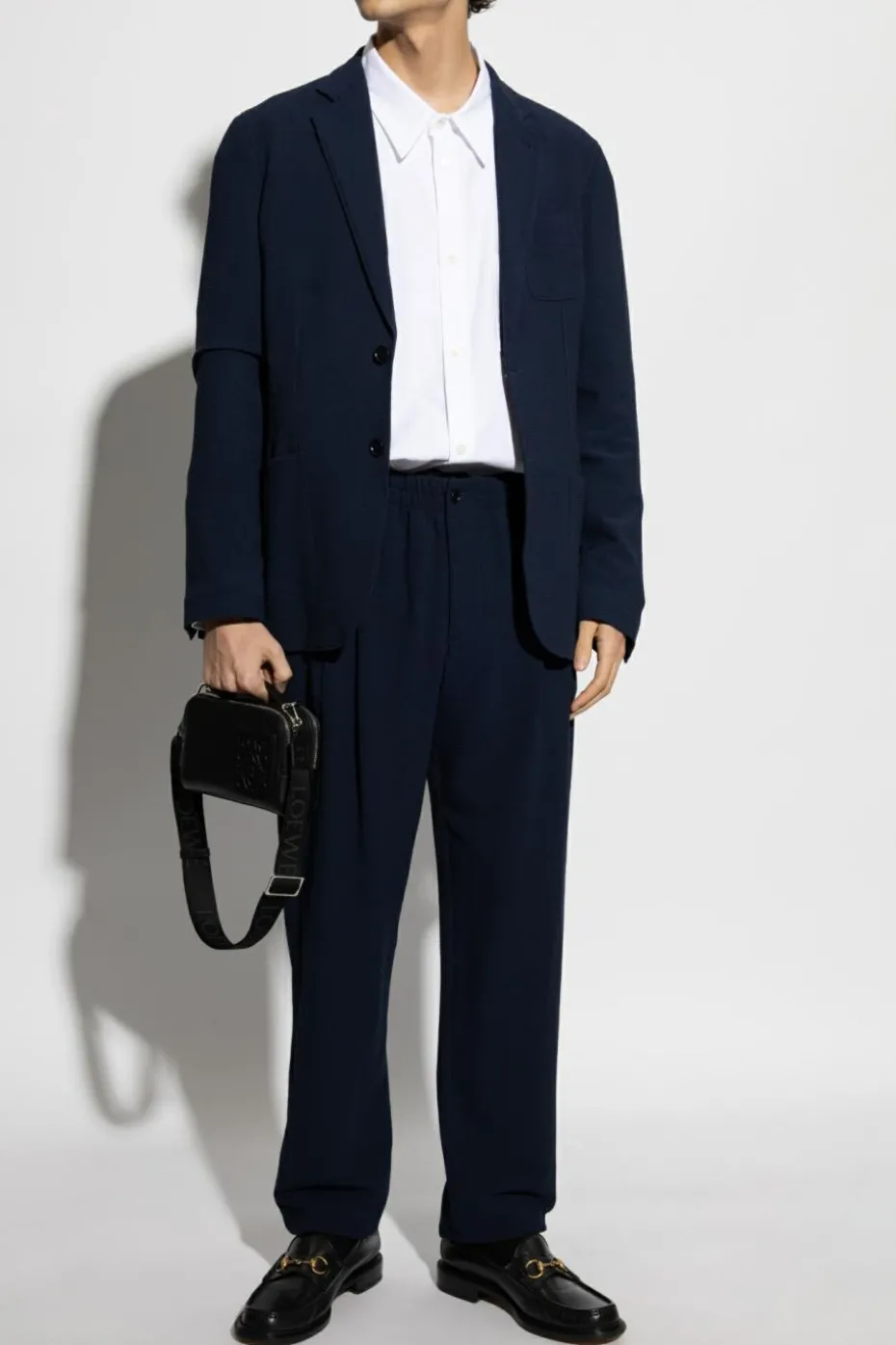 Giorgio Armani GRANATOWY Wełniane spodnie