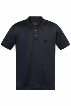 Giorgio Armani GRANATOWY Polo z wyszytym logo