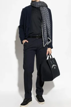 Giorgio Armani GRANATOWY Polo z wyszytym logo