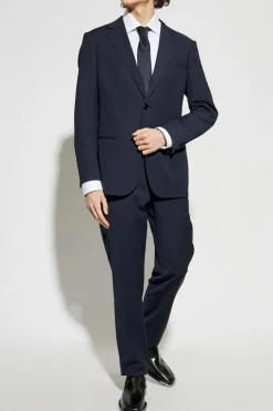Giorgio Armani GRANATOWY Wełniany garnitur