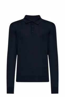 Giorgio Armani GRANATOWY Wełniany sweter