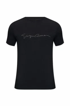 Giorgio Armani GRANATOWY T-shirt z logo