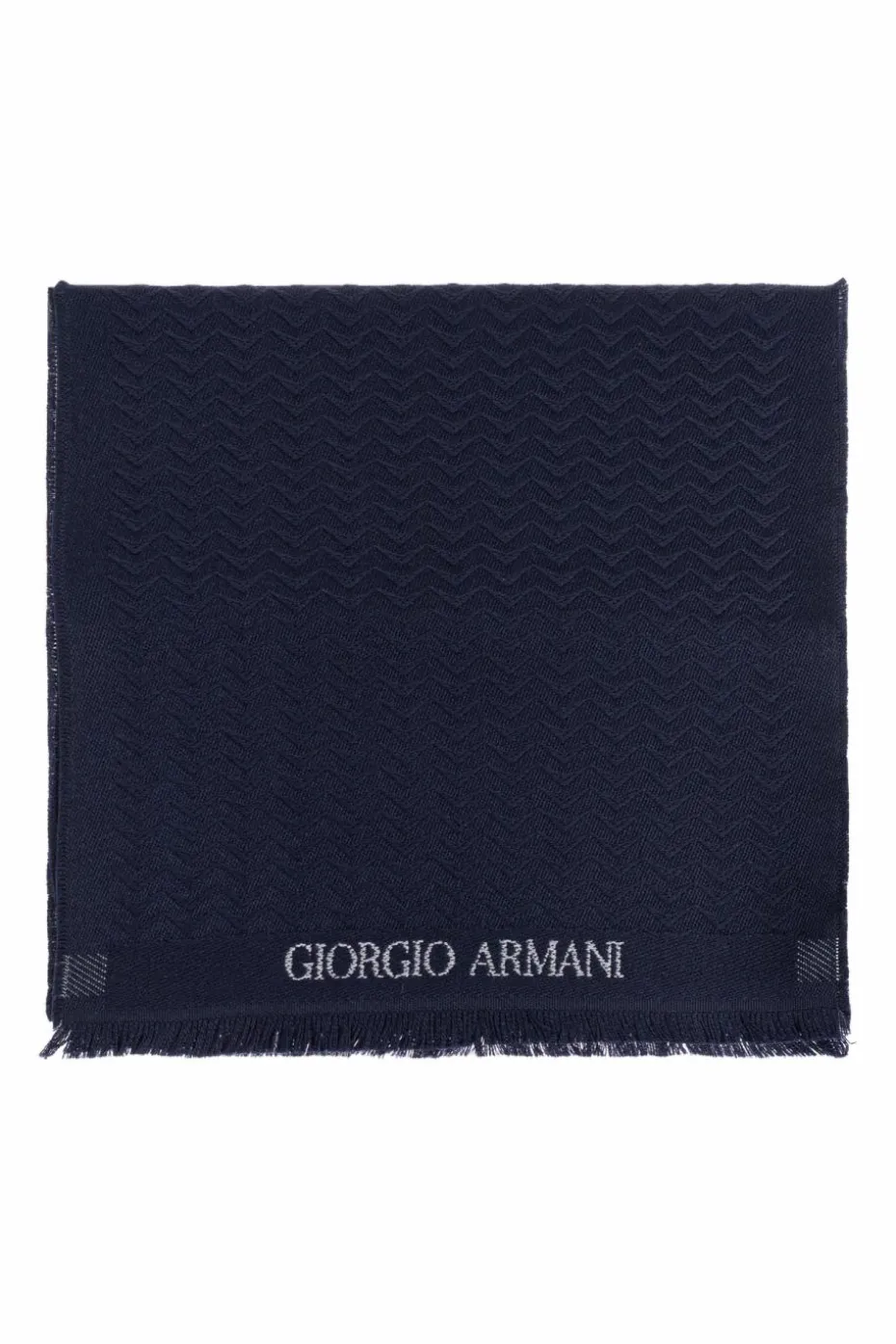 Giorgio Armani GRANATOWY Wełniany szal z logo