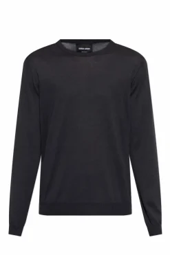 Giorgio Armani GRANATOWY Jedwabny sweter