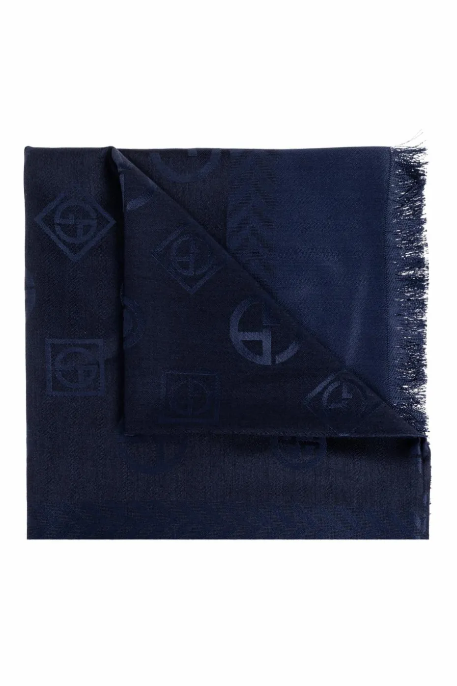 Giorgio Armani GRANATOWY Szal z monogramem