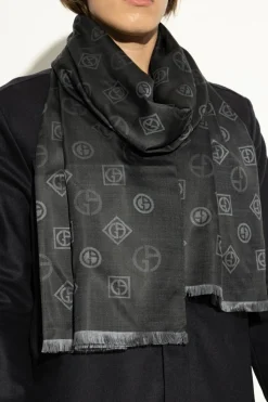 Giorgio Armani SZARY Jedwabny szal