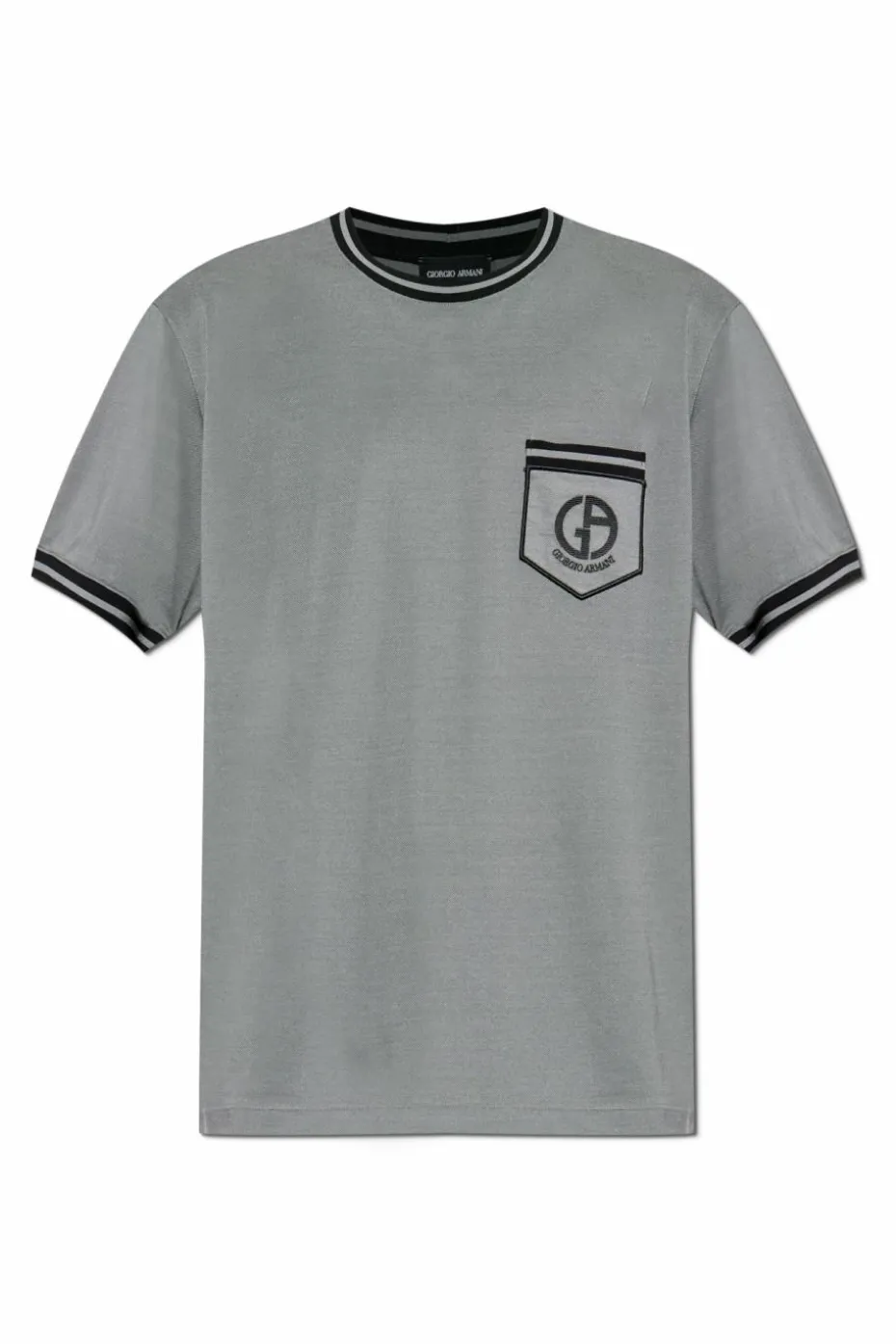 Giorgio Armani SZARY T-shirt z kieszenią