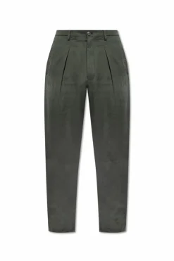 Giorgio Armani ZIELONY Spodnie z szerokimi nogawkami