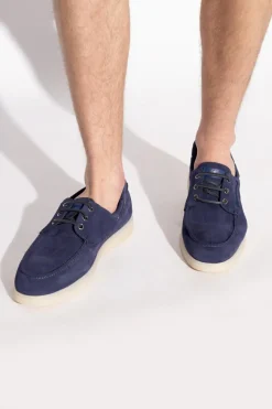 Giuseppe Zanotti GRANATOWY Skórzane buty