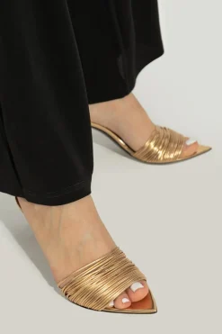 Giuseppe Zanotti ZŁOTY Klapki na obcasie `Intrigo`