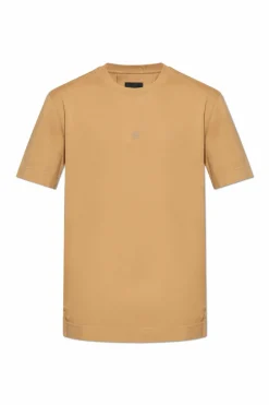 Givenchy beżowy Bawełniany t-shirt z wyszytym logo
