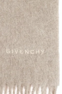 Givenchy beżowy Szal z wyszytym logo