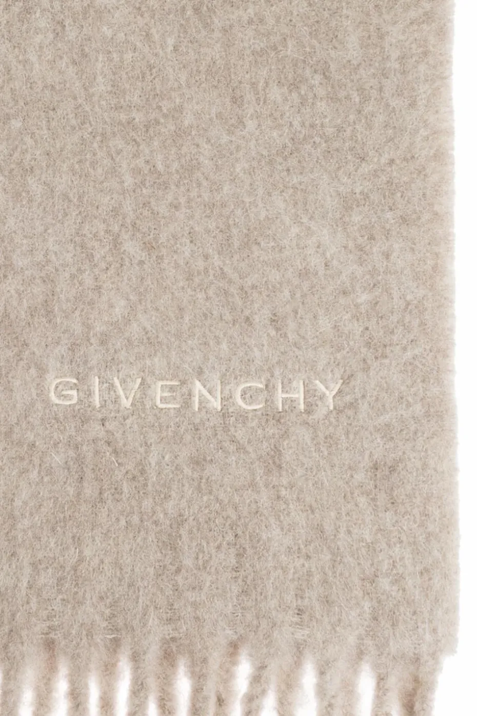 Givenchy beżowy Szal z wyszytym logo