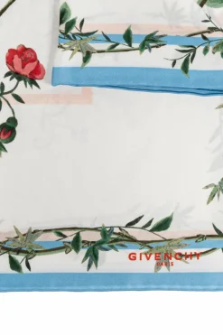 Givenchy BIAŁY Jedwabna chusta z motywem kwiatowym