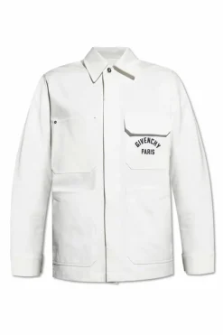 Givenchy BIAŁY Kurtka koszulowa z logo