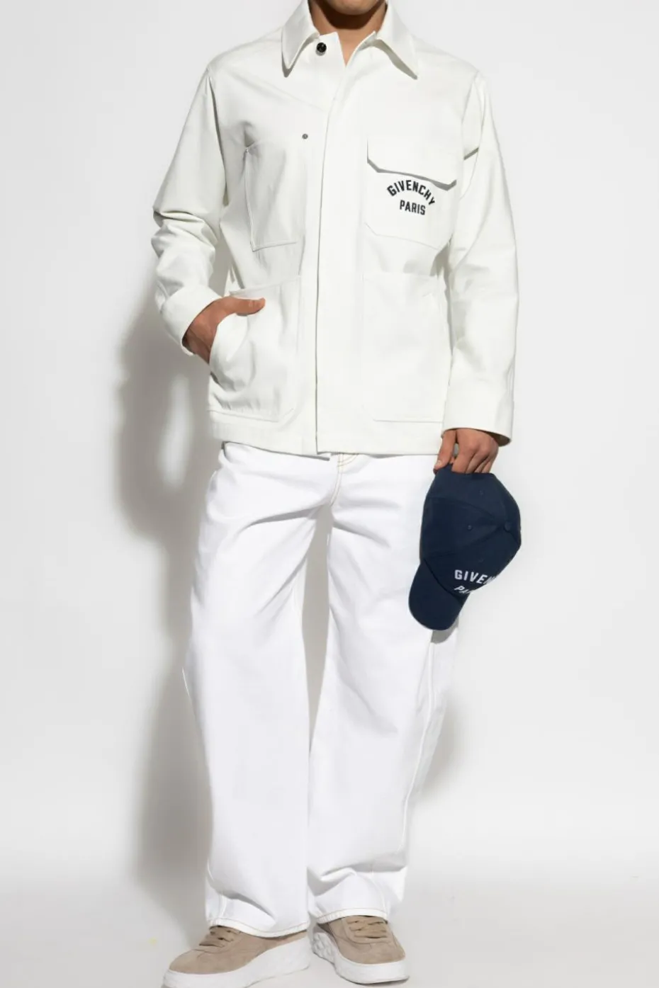 Givenchy BIAŁY Kurtka koszulowa z logo