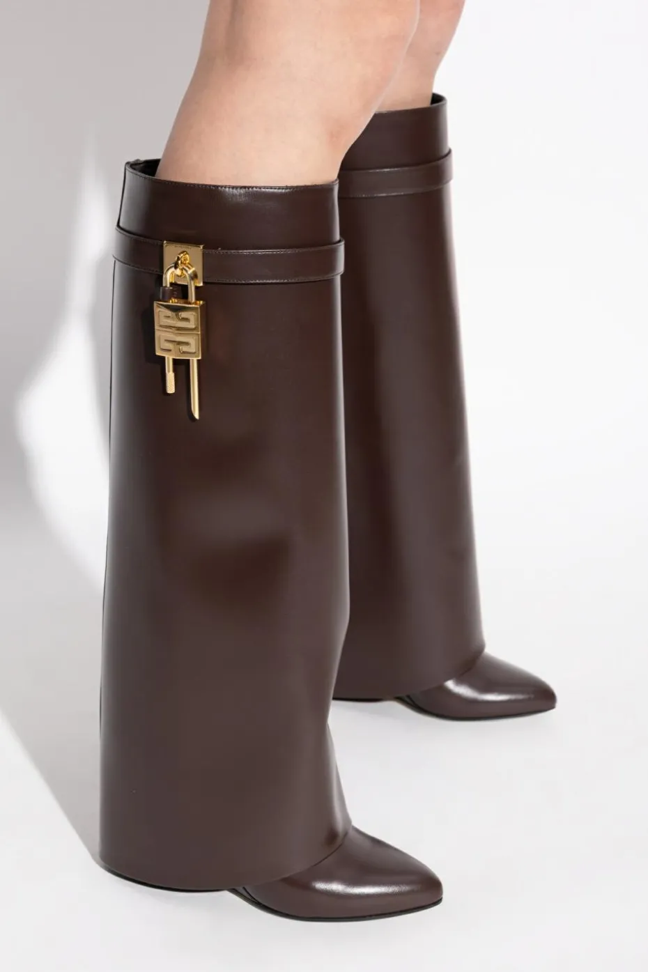 Givenchy BRĄZOWY Kozaki na obcasie `Shark`