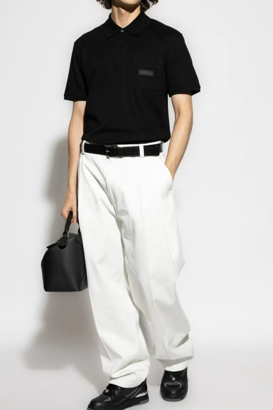 Givenchy CZARNY Polo z kieszenią