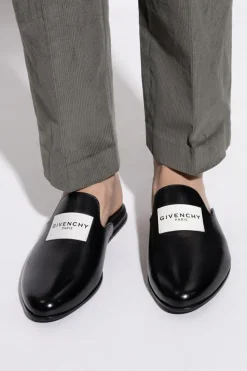 Givenchy CZARNY Skórzane klapki