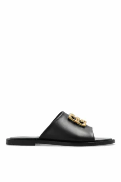 Givenchy CZARNY Skórzane klapki