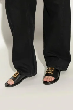 Givenchy CZARNY Skórzane klapki