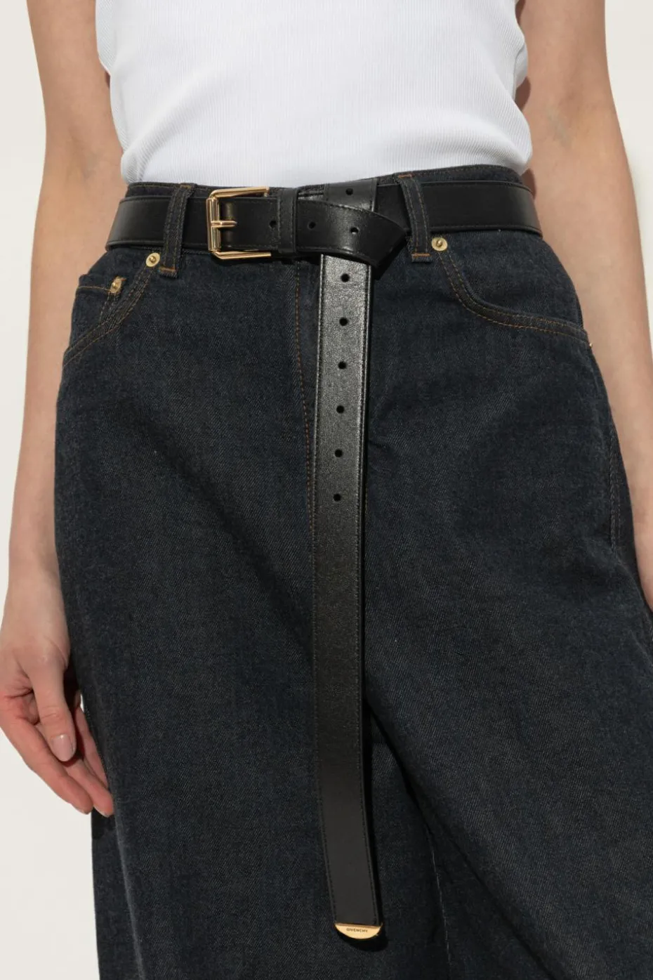 Givenchy CZARNY Skórzany pasek