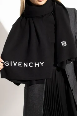 Givenchy CZARNY Szal z logo