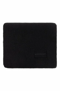 Givenchy CZARNY Szal z wyszytym logo