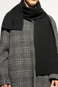 Givenchy CZARNY Szal z wyszytym logo