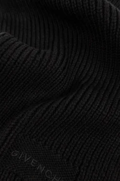 Givenchy CZARNY Szal z wyszytym logo