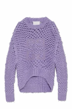 Givenchy FIOLETOWY Sweter o dekoracyjnym splocie
