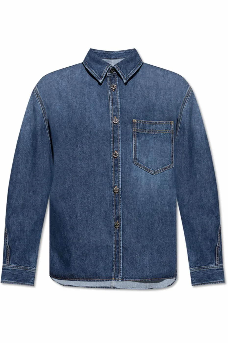 Givenchy GRANATOWY Jeansowa koszula z kieszenią