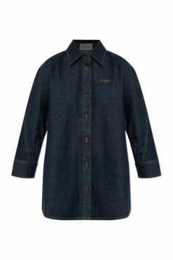 Givenchy GRANATOWY Jeansowa koszula typu `oversize`