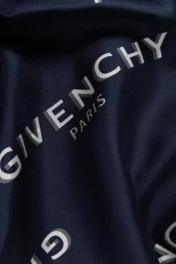 Givenchy GRANATOWY Jedwabna chusta z monogramem