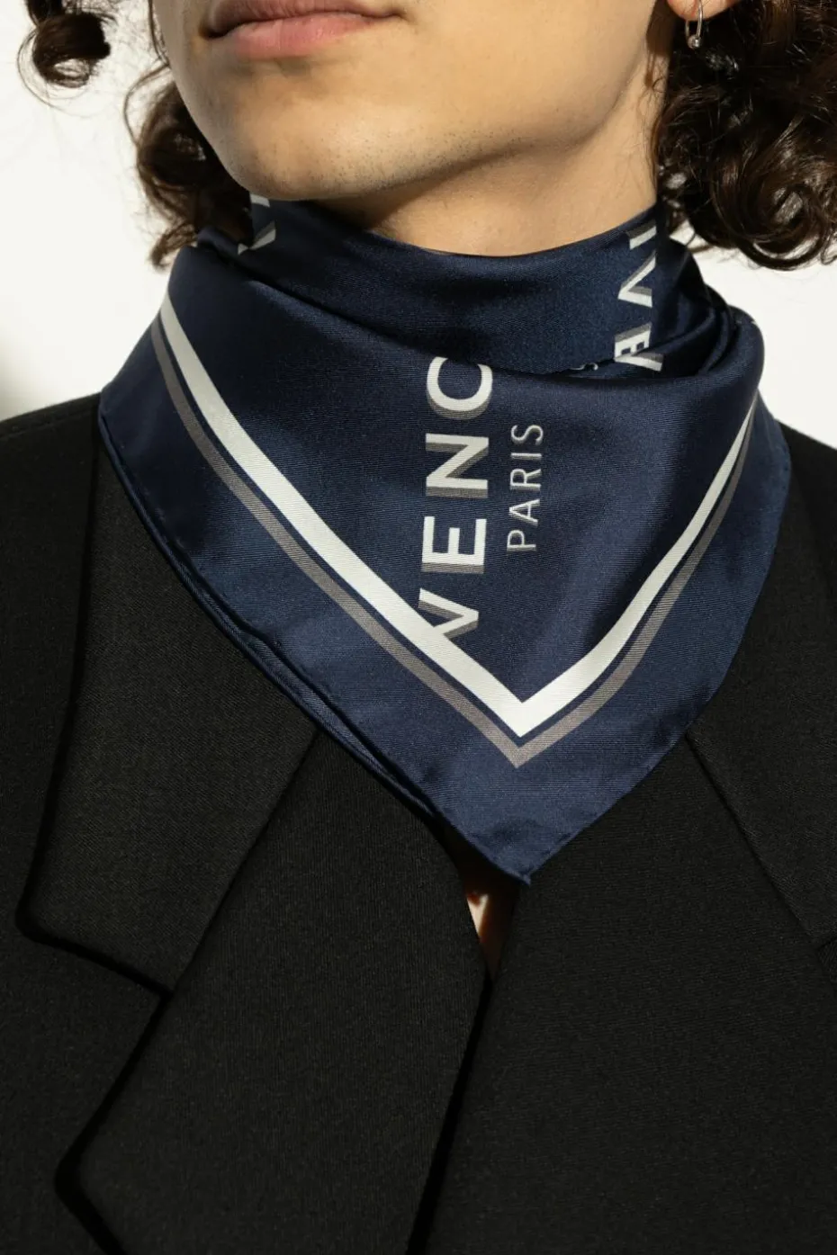 Givenchy GRANATOWY Jedwabna chusta