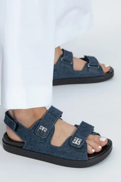 Givenchy GRANATOWY Sandały z aplikacją w kształcie logo