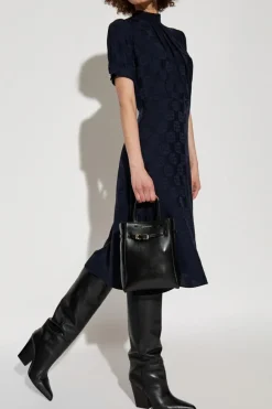 Givenchy GRANATOWY Sukienka ze stójką