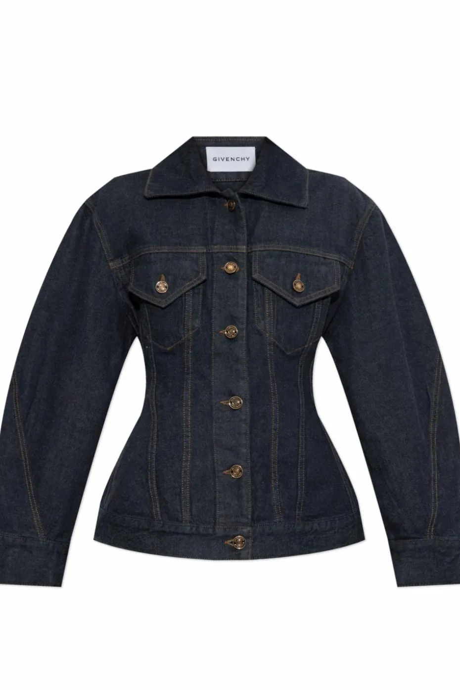 Givenchy GRANATOWY Taliowana jeansowa kurtka