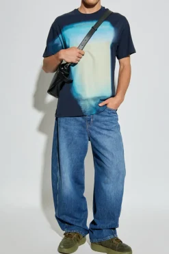 Givenchy GRANATOWY T-shirt z nadrukiem