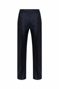 Givenchy GRANATOWY Wełniane spodnie w kant