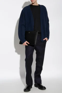 Givenchy GRANATOWY Wełniane spodnie w kant