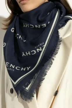 Givenchy GRANATOWY Wełniany szal